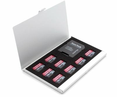 Кейс для хранения 8 MicroSD карт памяти и SD адаптера серый