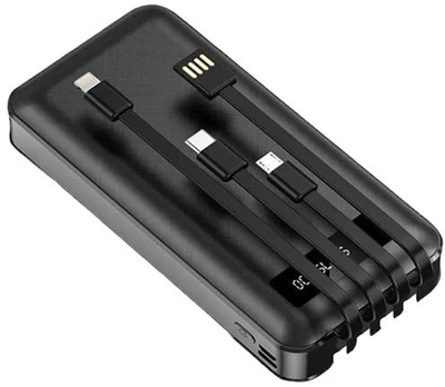 УМБ Powerbank 10000 mAh + 4 зарядні кабелі Black (4260272286458)