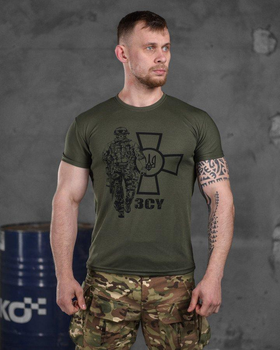 Тактична чоловіча потовідвідна футболка ЗСУ солдат 2XL олива (85913)