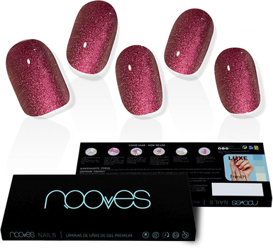 Набір накладних нігтів Nooves False Nails Ruby Claret Gel Self-Adhesives Glam Glitter 20 шт (8436613950555)