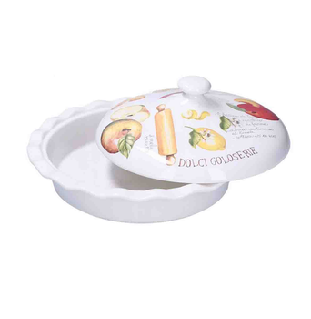 Тарілка для яблучного пирога La Porcellana Bianca Goloserie з кришкою біла 27 см (P022600027)