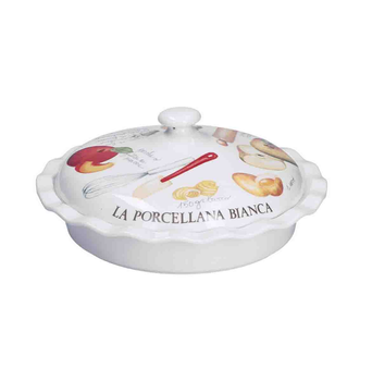 Тарілка для яблучного пирога La Porcellana Bianca Goloserie з кришкою біла 27 см (P022600027)