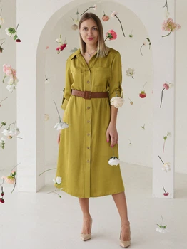 Сукня-сорочка міді жіноча Lilove 259-1 L Гірчична (ROZ6501041135)