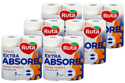 Бумажные полотенца Ruta Selecta 3 слоя 2 рулона х 6 пачек (4820023746053)