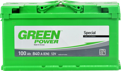 АКБ 100-А/Ч (Green Power) (R+) 840A (350х175х190мм.)