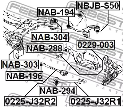 Сайлентблок задней балки, NISSAN FEBEST (NAB303)