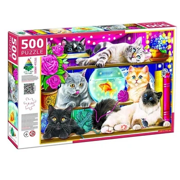 Пазлы 500 "Котики на полке" Эн.4849