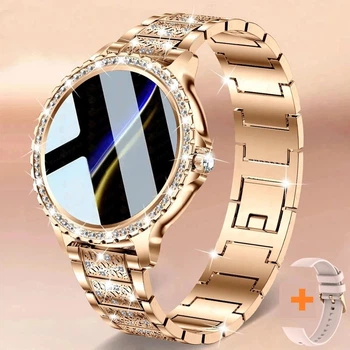 Смарт-часы женские LIGE I70 Gold Diamond Band (разговор, тонометр, пульсоксиметр) 2 ремешка
