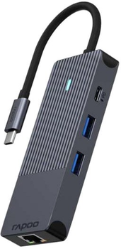 Hub USB-C Rapoo 8 w 1 Black (6940056114129)