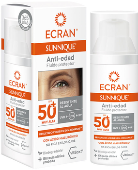 Pianka przeciwsłoneczna Ecran Sunnique Anti-Edad Facial Spf50 50 ml (8411135006904)