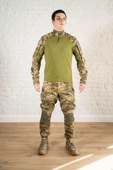 Форма армейская убакс и штаны с наколенниками рип-стоп ХБ tactical Пиксель Олива (601) , 2XL