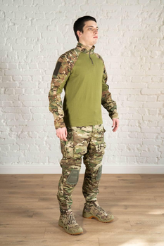 Форма тактическая убакс и штаны с наколенниками ХБ рип-стоп tactical Мультикам Олива (600) , 2XL
