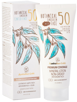 Krem do twarzy Australian Gold Botanical Sunscreen Tinted Face Cream Light SPF 50 przeciwsłoneczny 88 ml (0054402730188)