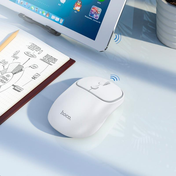 Беспроводная мышь Hoco - GM25 (Bluetooth, USB 2.4 ГГц, компьютерная, бесшумная, 1600 dpi, компактная) - Белый