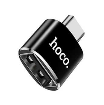 Перехідник адаптер Hoco UA5 з Type-C на USB (3A, OTG, для комп'ютера, ноутбука, макбука, телефону, Type-C, тайпси) - Чорний