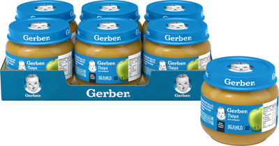 Упаковка фруктового пюре Gerber Яблоко с 6 месяцев 80 г х 6 шт (7613287165497)