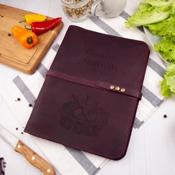 Книга для записи кулинарных рецептов, А5, 100 листов крафт без линий, Burgundy, WOODPRESENT