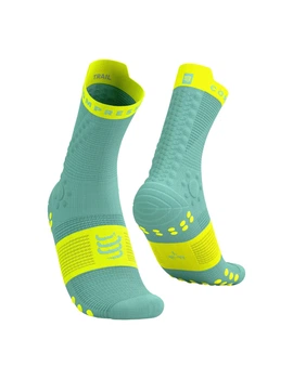 Високотехнологічні бігові безшовні шкарпетки Compressport Pro Racing Socks V4.0 Trail, Shell Blue/Safe Yellow, T4 (45-48)