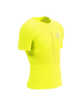 Спортивная компрессионная бесшовная мужская футболка Compressport Racing SS Tshirt M, Safe Yellow