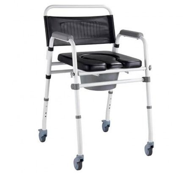Складаний стілець-туалет з м'яким сидінням на колесах OSD-2110QAB