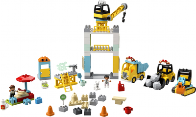 Zestaw klocków LEGO DUPLO Żuraw wieżowy i budowa 123 części (10933)