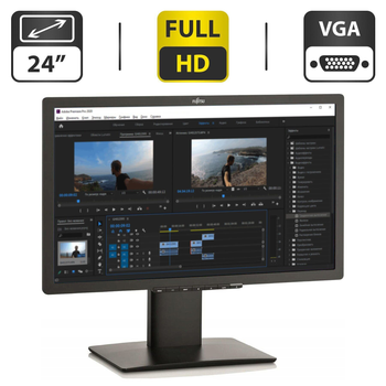 Монитор Б-класс Fujitsu B24T-7 / 24" (1920x1080) TN / USB 2.0, VGA, DVI, HDMI / Встроенные колонки 2x 1W / VESA 100x100 б/у