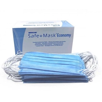 Маски захисні медичні блакитні "Safe + Mask Economy" MEDICOM, 50 штук в упаковці