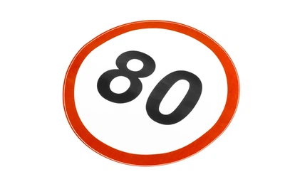 Наклейка ограничения скорости 80