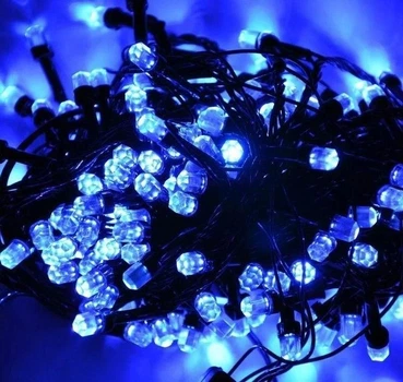 Светодиодная гирлянда-нить черная проволока 100 LED Xmas рубинка 7 м 8 режимов синий