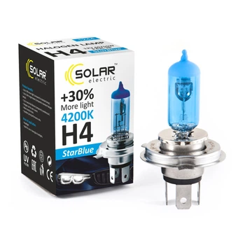 Галогеновая лампа Solar H4 12V 60/55W P43t-38 StarBlue 4200K (1244)