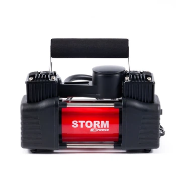 Компресор автомобільний, двоциліндровий Storm 12V, 360W, 85 л/хв із зажимами АКБ