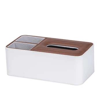 Салфетница на стол TS Kitchen HP9290 прямоугольная салфетница с двумя дополнительными отделениями с эко-кожи Белая