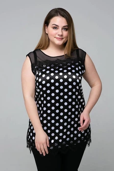 Атласна блуза в дрібний горох Tatiana ТОНІ чорна 58