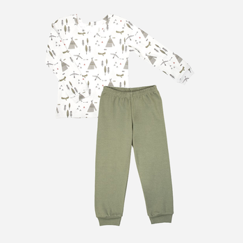 Piżama dziecięca (spodnie + bluza) Nicol 206036 128 cm Biały/Szary/Zielony (5905601017684)