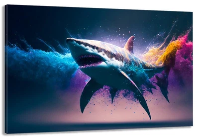 Картина на холсте в гостиную / спальню Акула MLP_244 (30х60 см)