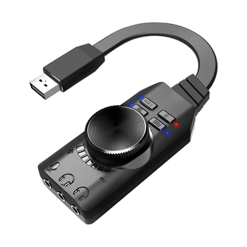 Внешняя звуковая карта / адаптер с USB и регулятором громкости, для Windows / MacOS / Linux, черная "G" (79684031)