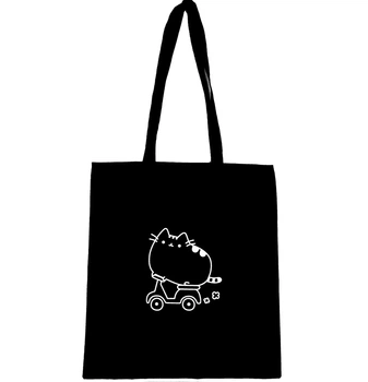Еко сумка шопер з принтом " Кіт Пушин з велосипеді , Pusheen "