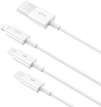 Kabel Baseus Superior Data micro-USB - Lightning - USB Type-C 0.5 m White (P10320105221-01)