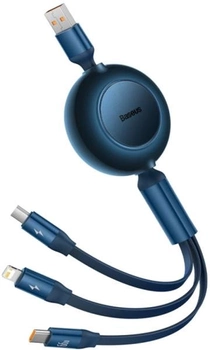 Кабель Baseus 3в1 USB Type C - micro-USB - Lightning 1.1 м Blue (P10362900311-00)
