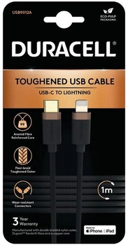 Кабель Duracell USB Type C - Lightning 1 м Black (USB9012A)