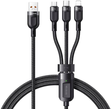 Kabel Mcdodo 3w1 USB Type-C - micro USB + Apple Lightning - USB Type-A 1.2 m Black (CA-0930)