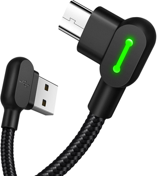 Kabel kątowy Mcdodo USB Type-A - micro-USB LED 3 m Black (CA-5773)
