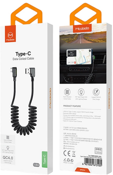 Кабель кутовий Mcdodo USB Type-A - USB Type-C 1.8 м Black (CA-7310)