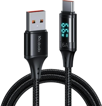 Kabel z wyświetlaczem Mcdodo USB Type-A - USB Type-C 1.2 m Black (CA-1080)