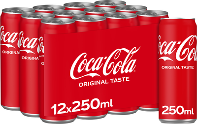Упаковка безалкогольного напитка Coca-Cola Original Taste 0.25 л х 12 банок (5449000008046)