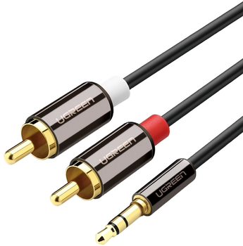 Kabel Ugreen mini-jack 3.5 mm - 2 RCA 1.5 m Black (6957303815838)