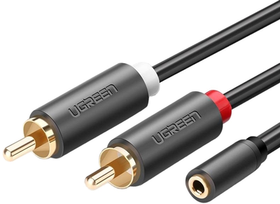 Kabel Ugreen mini-jack 3.5 mm - 2 x RCA 1 m Black (6957303815883)
