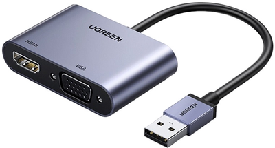 Adapter Ugreen USB Type-A - HDMI - VGA Grey (6957303825189)