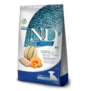 Сухой корм Farmina N&D Grain Free Ocean Cod, Pumpkin & Cantaloupe Melon Puppy Mini Беззерновой сухой корм с треской и дыней для щенков малых пород 800 г (173412)