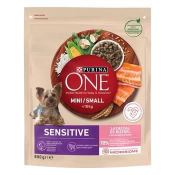 Сухой корм Purina One Mini Sensitive Сухой корм с лососем и рисом для взрослых собак мелких пород с чувствительным пищеварением 800 г (8445290256119)